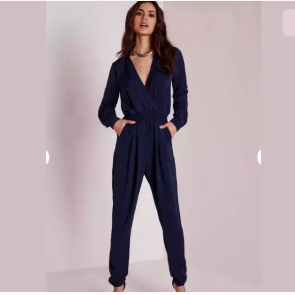 Missguided Beautiful Jumpsuit Navy Size 2